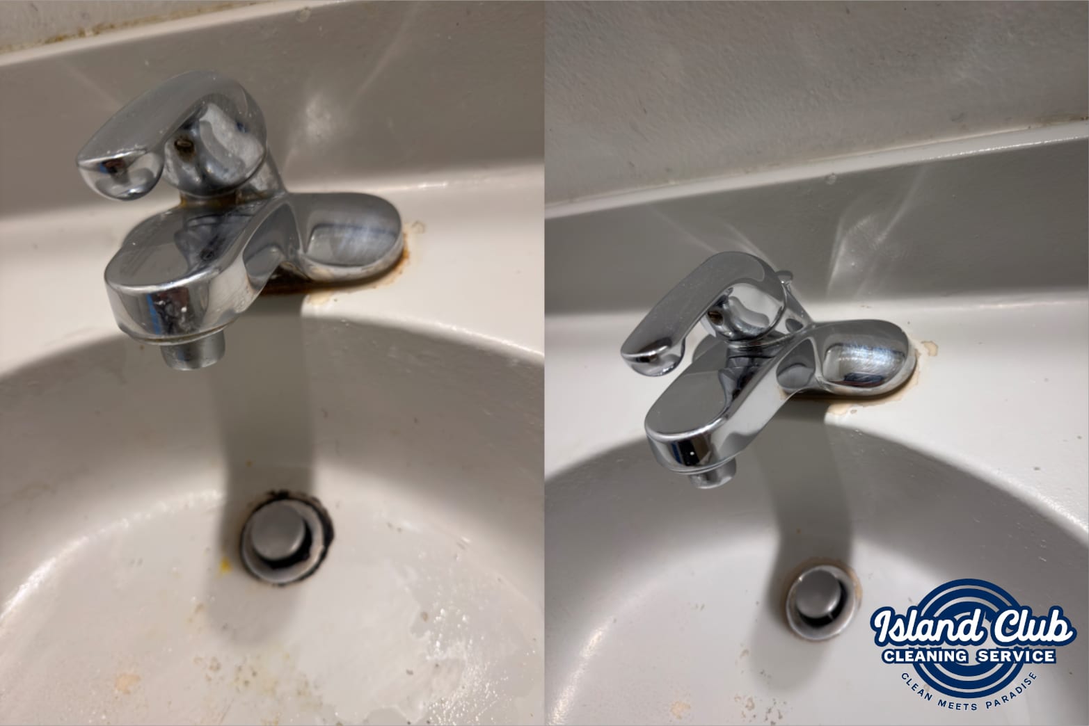 Bathroom Sink — before and after, Island Club Cleaning