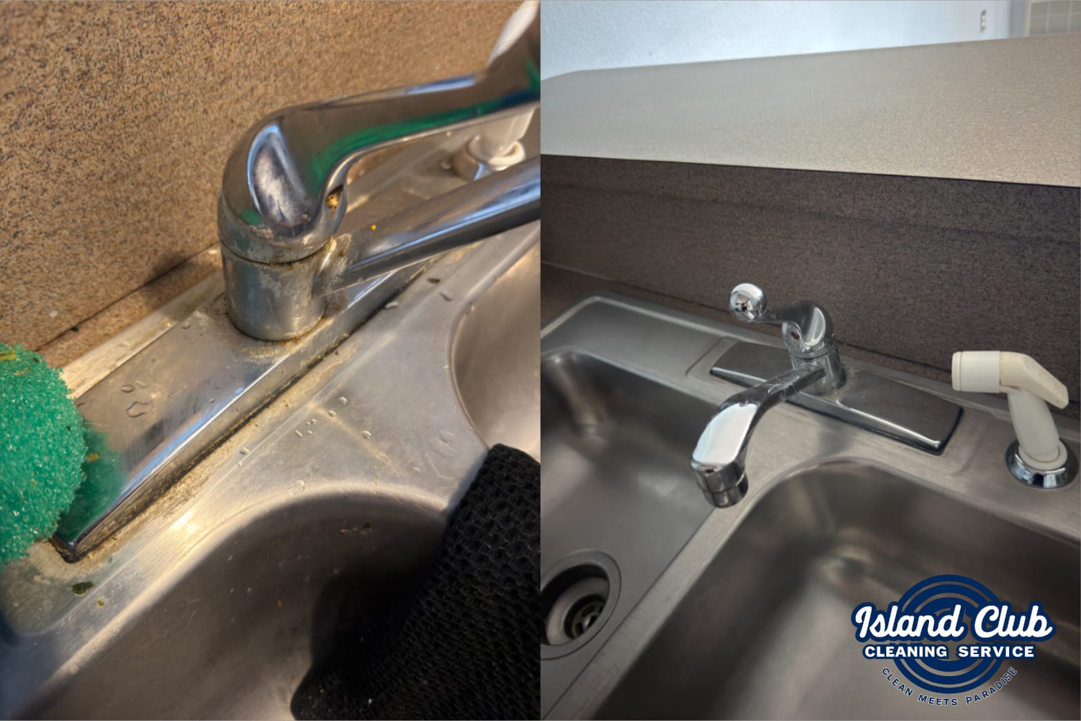 Kitchen Faucet — before and after, Island Club Cleaning