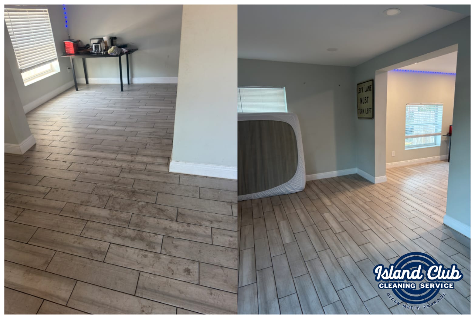 Living Room Floor — before and after, Island Club Cleaning