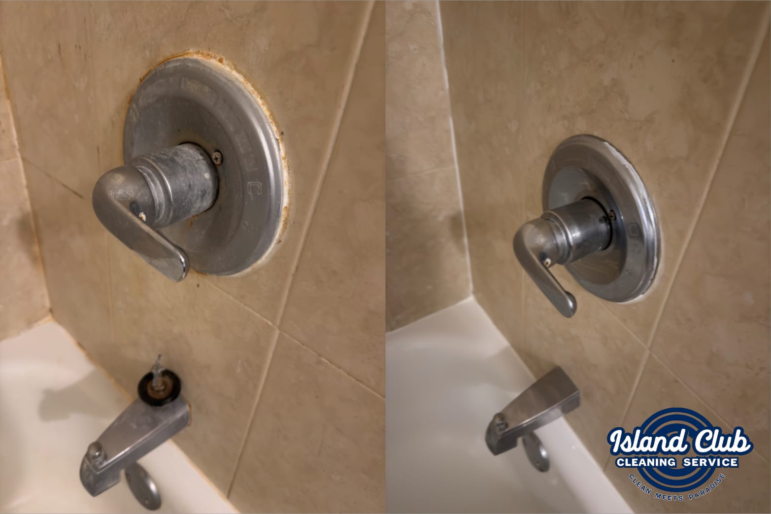 Shower Valve — before and after, Island Club Cleaning