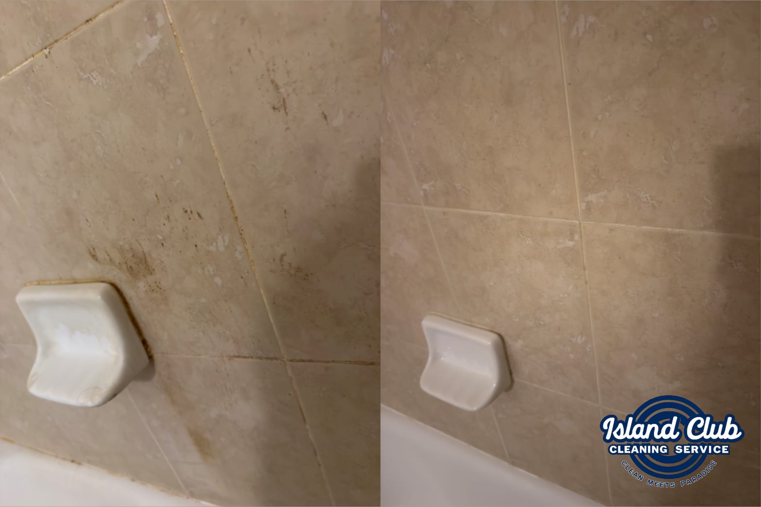 Shower Wall — before and after, Island Club Cleaning